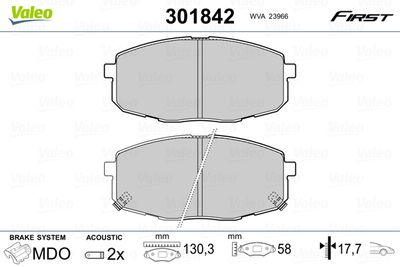 Brake Pad Set, disc brake VALEO 301842