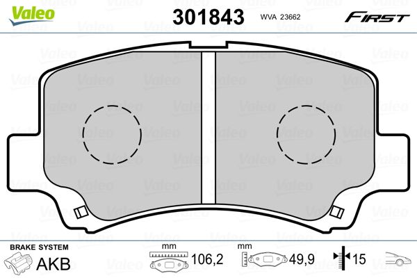 VALEO 301843 Brake Pad Set, disc brake