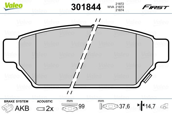 VALEO 301844 Brake Pad Set, disc brake