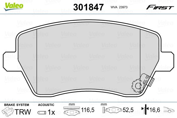VALEO 301847 Brake Pad Set, disc brake