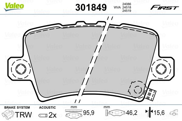 VALEO 301849 Brake Pad Set, disc brake