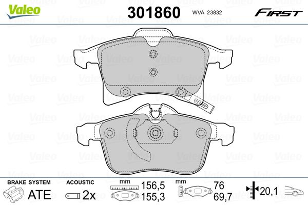 VALEO 301860 Brake Pad Set, disc brake