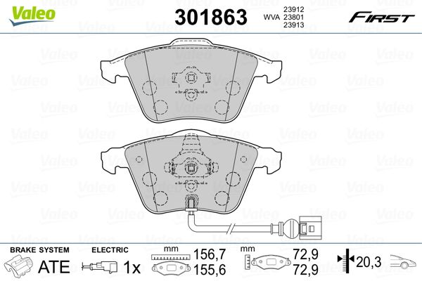 VALEO 301863 Brake Pad Set, disc brake
