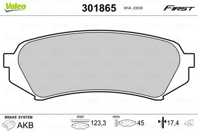 Brake Pad Set, disc brake VALEO 301865