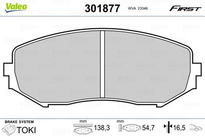 Brake Pad Set, disc brake VALEO 301877