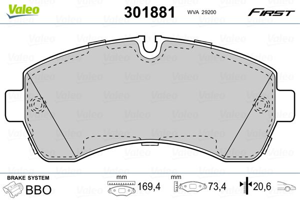 VALEO 301881 Brake Pad Set, disc brake
