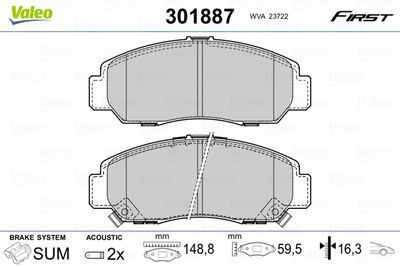 Brake Pad Set, disc brake VALEO 301887