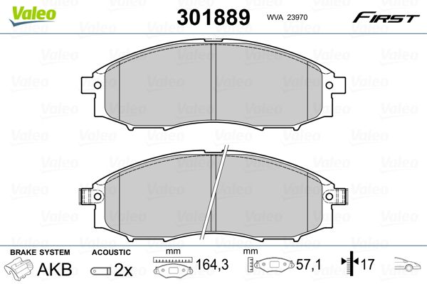 VALEO 301889 Brake Pad Set, disc brake