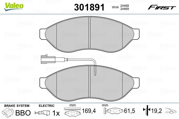 VALEO 301891 Brake Pad Set, disc brake
