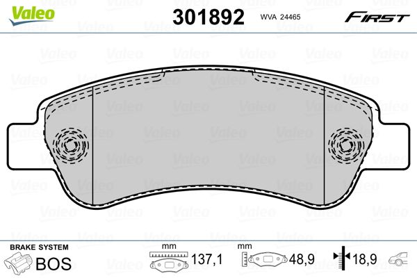 VALEO 301892 Brake Pad Set, disc brake