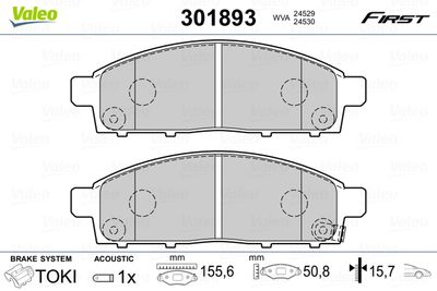 Brake Pad Set, disc brake VALEO 301893
