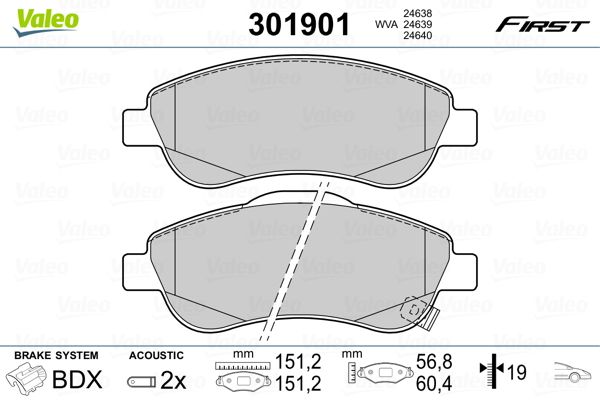 VALEO 301901 Brake Pad Set, disc brake