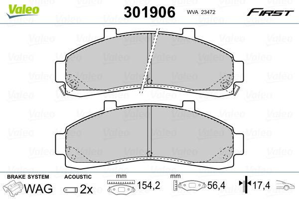 VALEO 301906 Brake Pad Set, disc brake