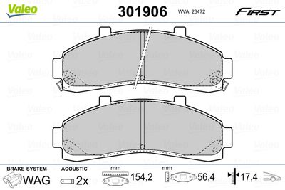 Brake Pad Set, disc brake VALEO 301906