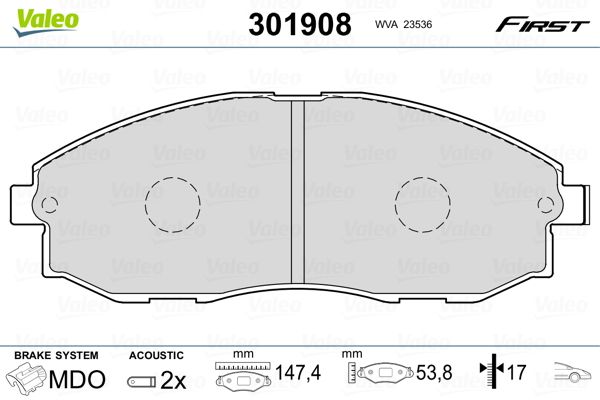 VALEO 301908 Brake Pad Set, disc brake