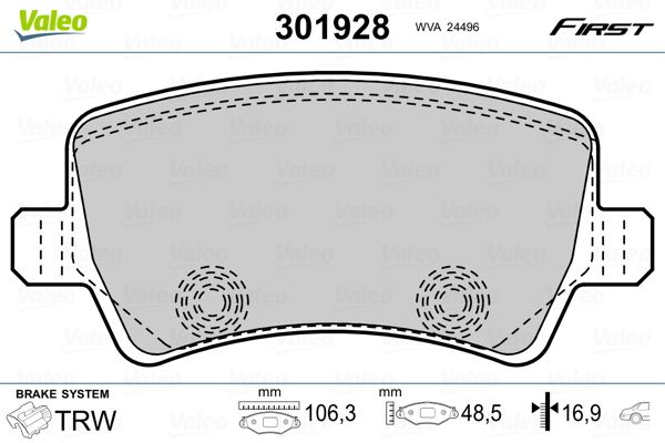 VALEO 301928 Brake Pad Set, disc brake