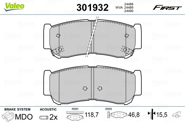 VALEO 301932 Brake Pad Set, disc brake