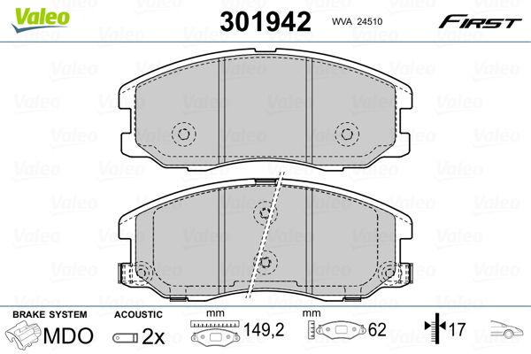 VALEO 301942 Brake Pad Set, disc brake
