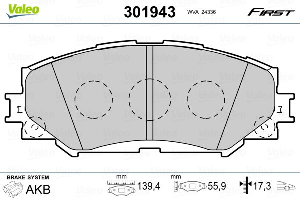 VALEO 301943 Brake Pad Set, disc brake