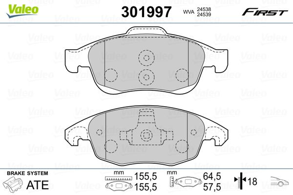 VALEO 301997 Brake Pad Set, disc brake