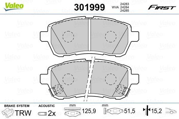 VALEO 301999 Brake Pad Set, disc brake