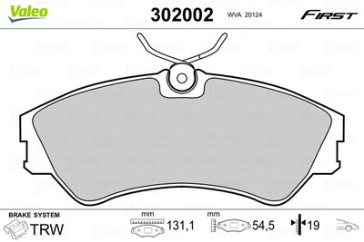 Brake Pad Set, disc brake VALEO 302002