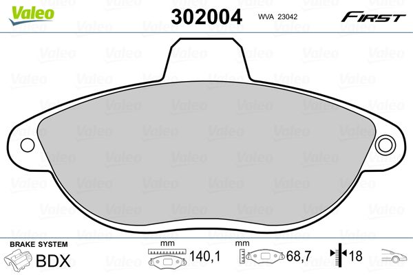 VALEO 302004 Brake Pad Set, disc brake