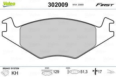 Brake Pad Set, disc brake VALEO 302009