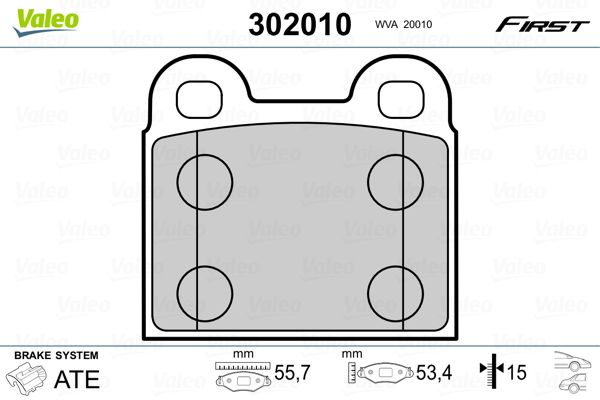 VALEO 302010 Brake Pad Set, disc brake