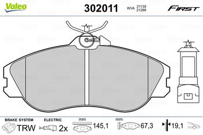 Brake Pad Set, disc brake VALEO 302011