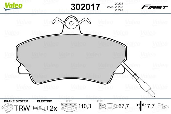 VALEO 302017 Brake Pad Set, disc brake