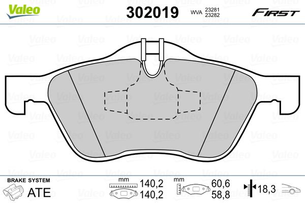 VALEO 302019 Brake Pad Set, disc brake