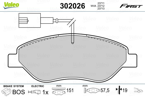 VALEO 302026 Brake Pad Set, disc brake