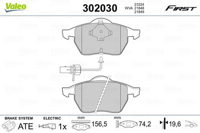 Brake Pad Set, disc brake VALEO 302030