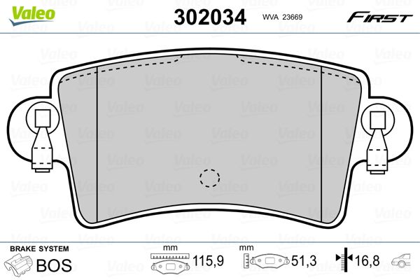 VALEO 302034 Brake Pad Set, disc brake