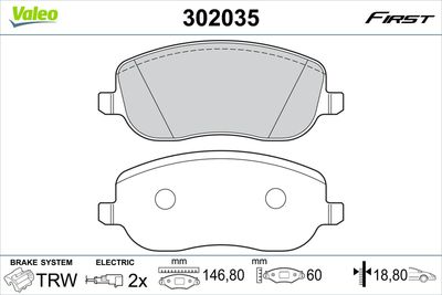 Brake Pad Set, disc brake VALEO 302035