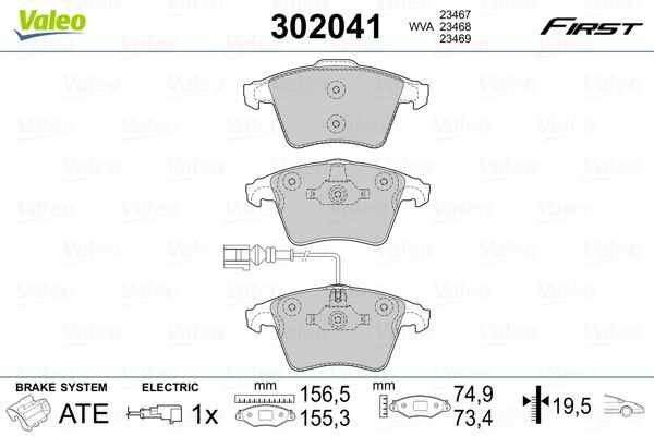 VALEO 302041 Brake Pad Set, disc brake