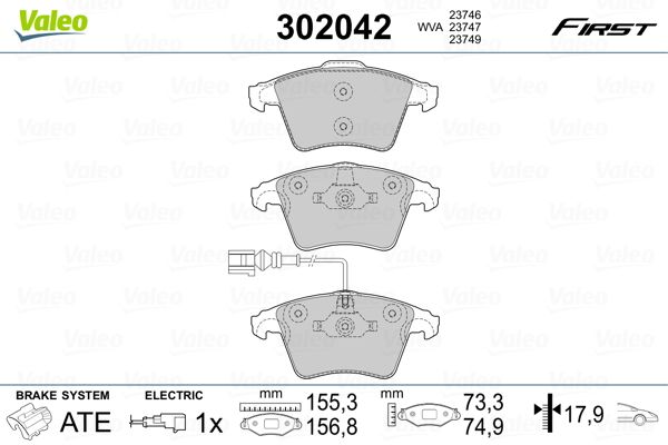 VALEO 302042 Brake Pad Set, disc brake