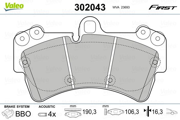 VALEO 302043 Brake Pad Set, disc brake
