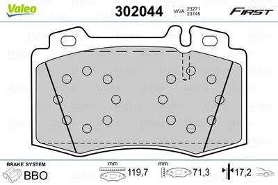 Brake Pad Set, disc brake VALEO 302044