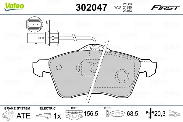 VALEO 302047 Brake Pad Set, disc brake
