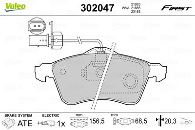 Brake Pad Set, disc brake VALEO 302047