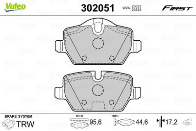 Brake Pad Set, disc brake VALEO 302051
