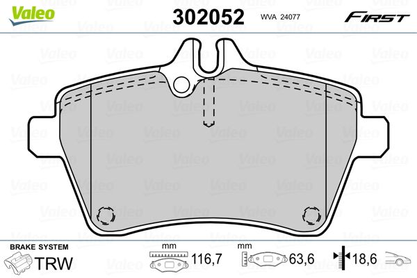 VALEO 302052 Brake Pad Set, disc brake