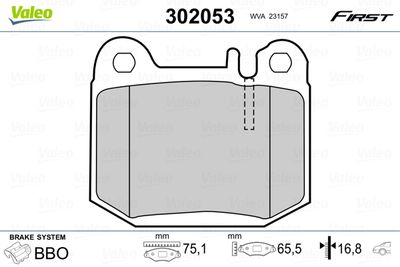 Brake Pad Set, disc brake VALEO 302053