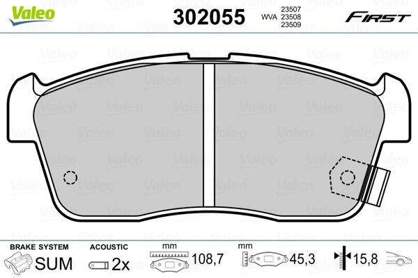 VALEO 302055 Brake Pad Set, disc brake
