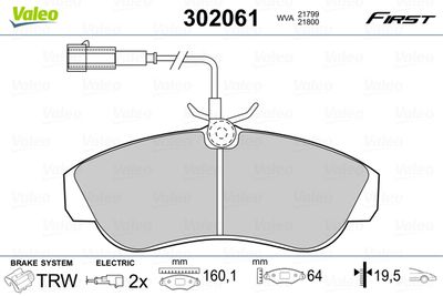 Brake Pad Set, disc brake VALEO 302061