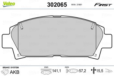 Brake Pad Set, disc brake VALEO 302065