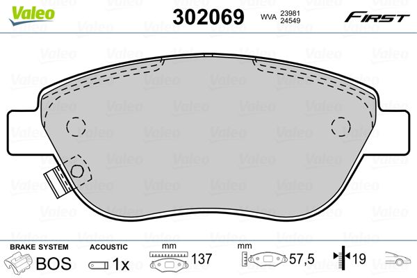 VALEO 302069 Brake Pad Set, disc brake