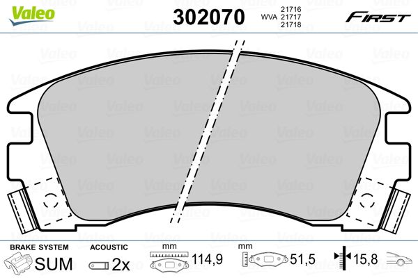 VALEO 302070 Brake Pad Set, disc brake